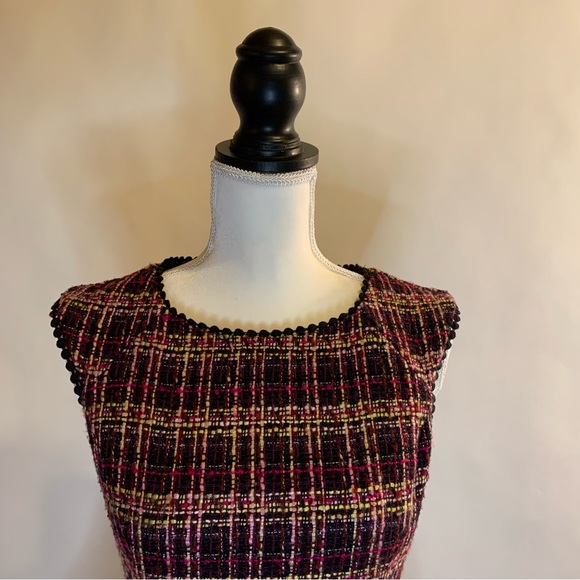 Nanette by Nanette Lepore Drop Waist Magenta Knee Tweed Length Dress Size 2 - Picture 2 of 13